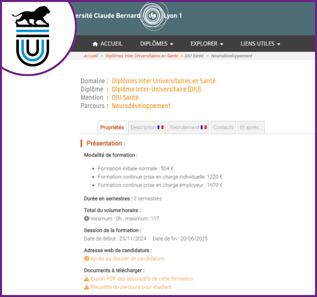 DIU : Neurodéveloppement – Diagnostiquer, troubles associés, coordonner, etc.