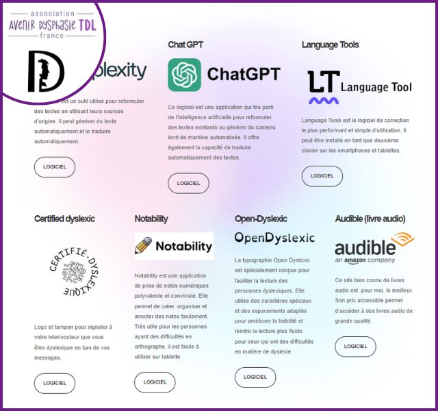 Liste logiciels aide écriture lecture