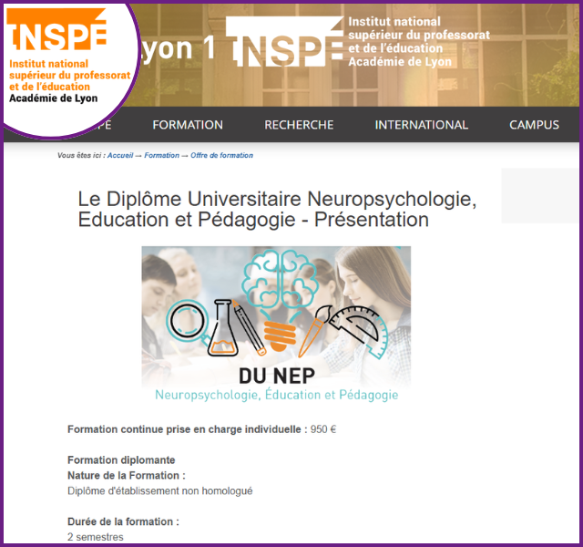 DU Neuropsychologie, éducation et pédagogie (+TND)