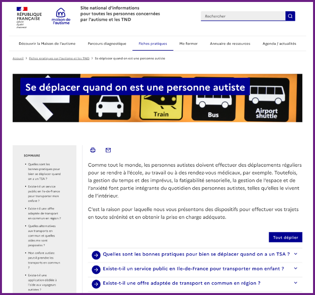 Les déplacements pour les personnes autistes