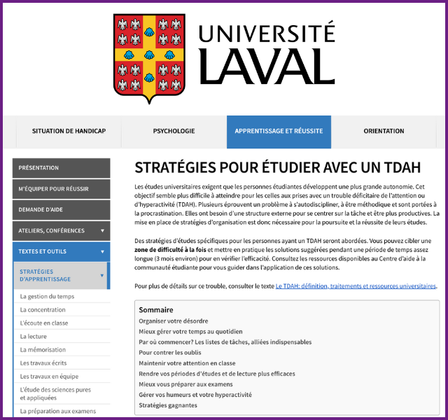 Stratégies pour étudier avec un TDAH