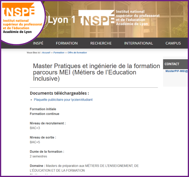 Master Pratiques et ingénierie de la formation parcours Métiers de l&rsquo;éducation