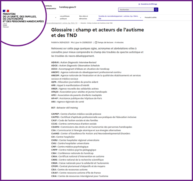 Glossaire : champ et acteurs des TND