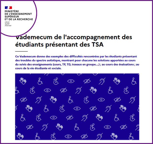 Recommandations accompagnements des étudiants autistes (vie universitaire)